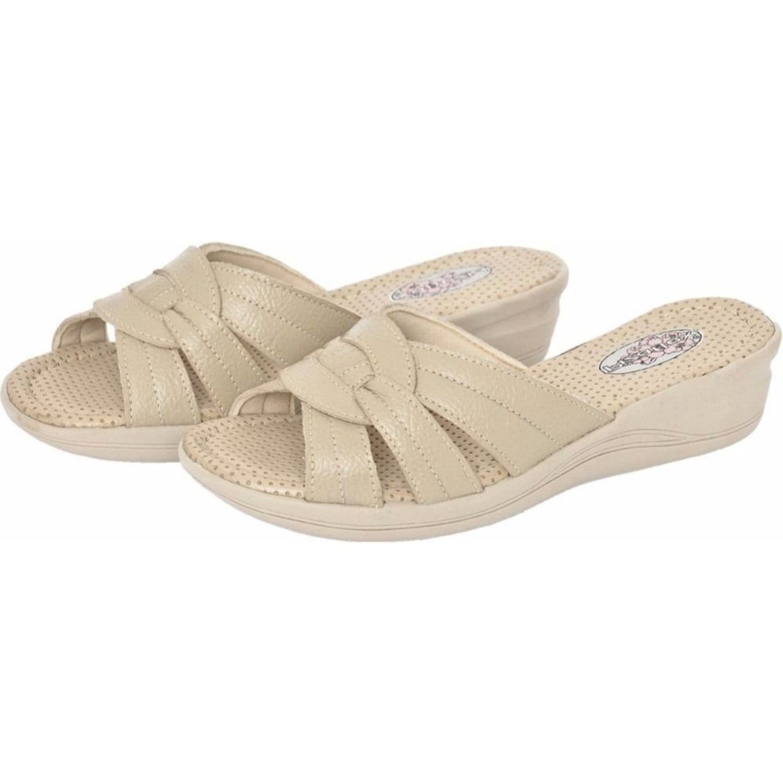 Vista 2 Sandália Conforto Tamanco Ortopédico em Couro 285 Creme Yes Basic bege