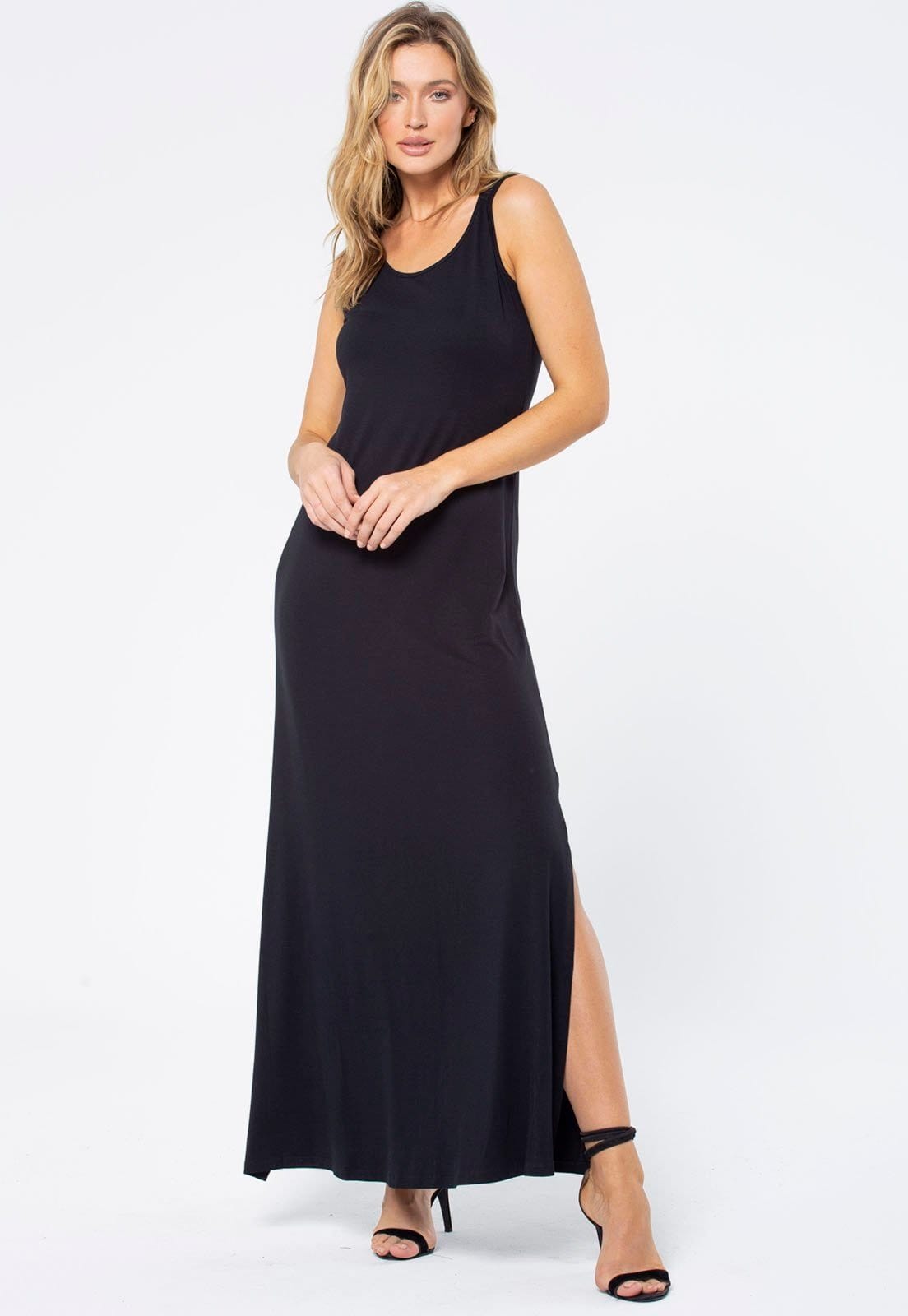 Vista 2 Vestido Longo Amazonia Vital Malha Regata Amazonia Vital preto