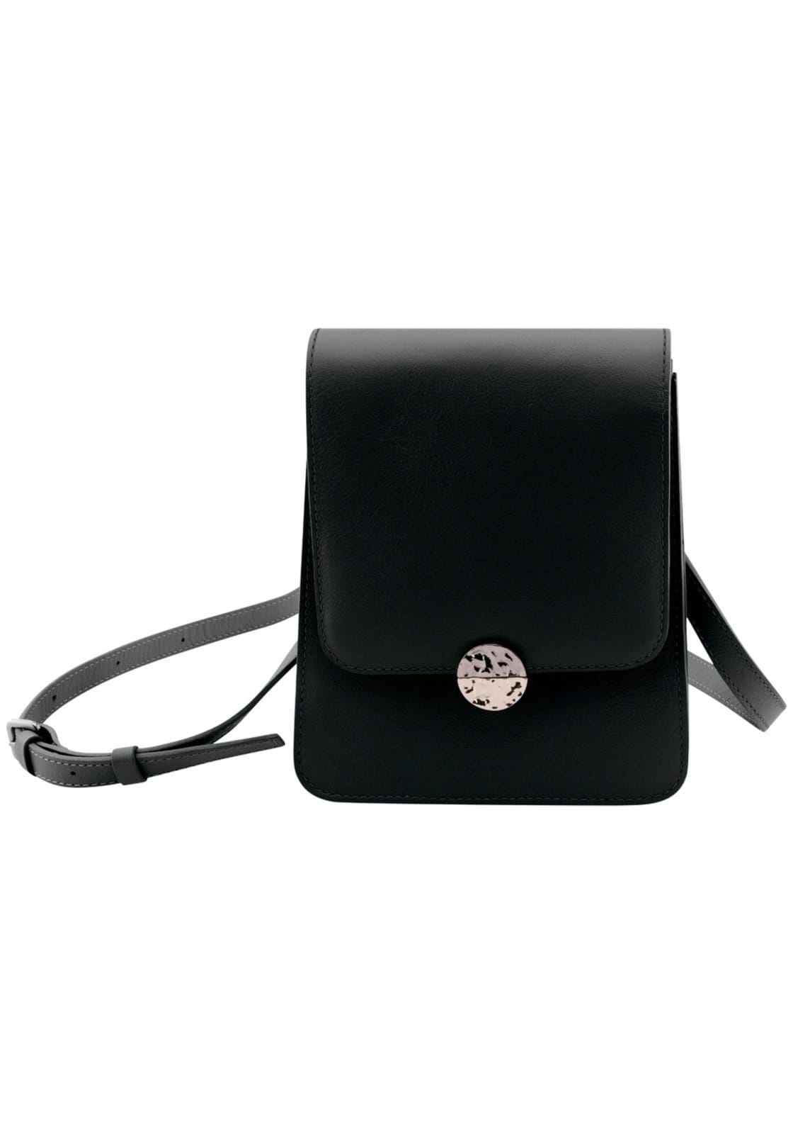 Bolsa Média Tiracolo em Couro com Detalhe Metal