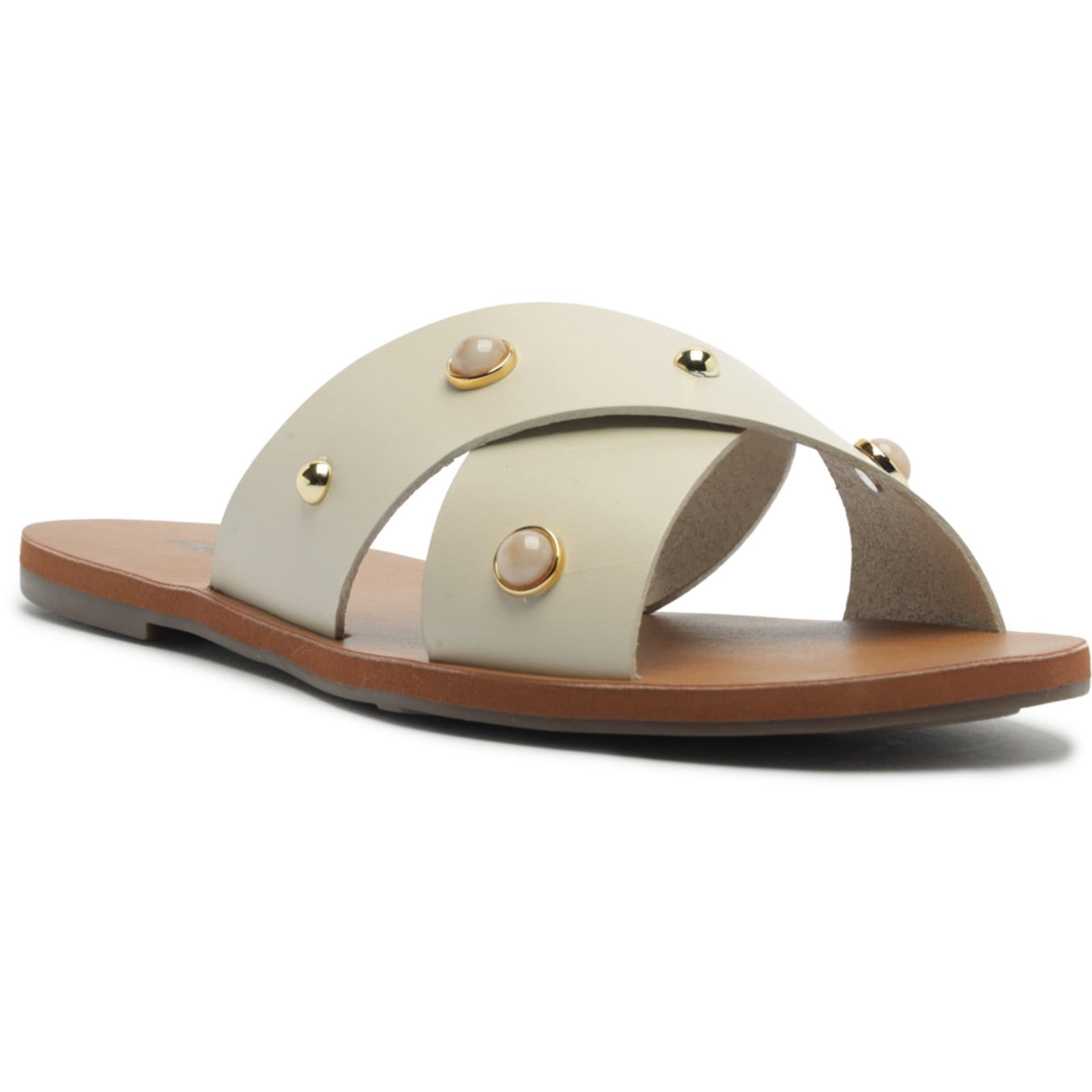 Vista principal Sandália Anacapri Tiras Cruzadas Couro Feminino Anacapri branco