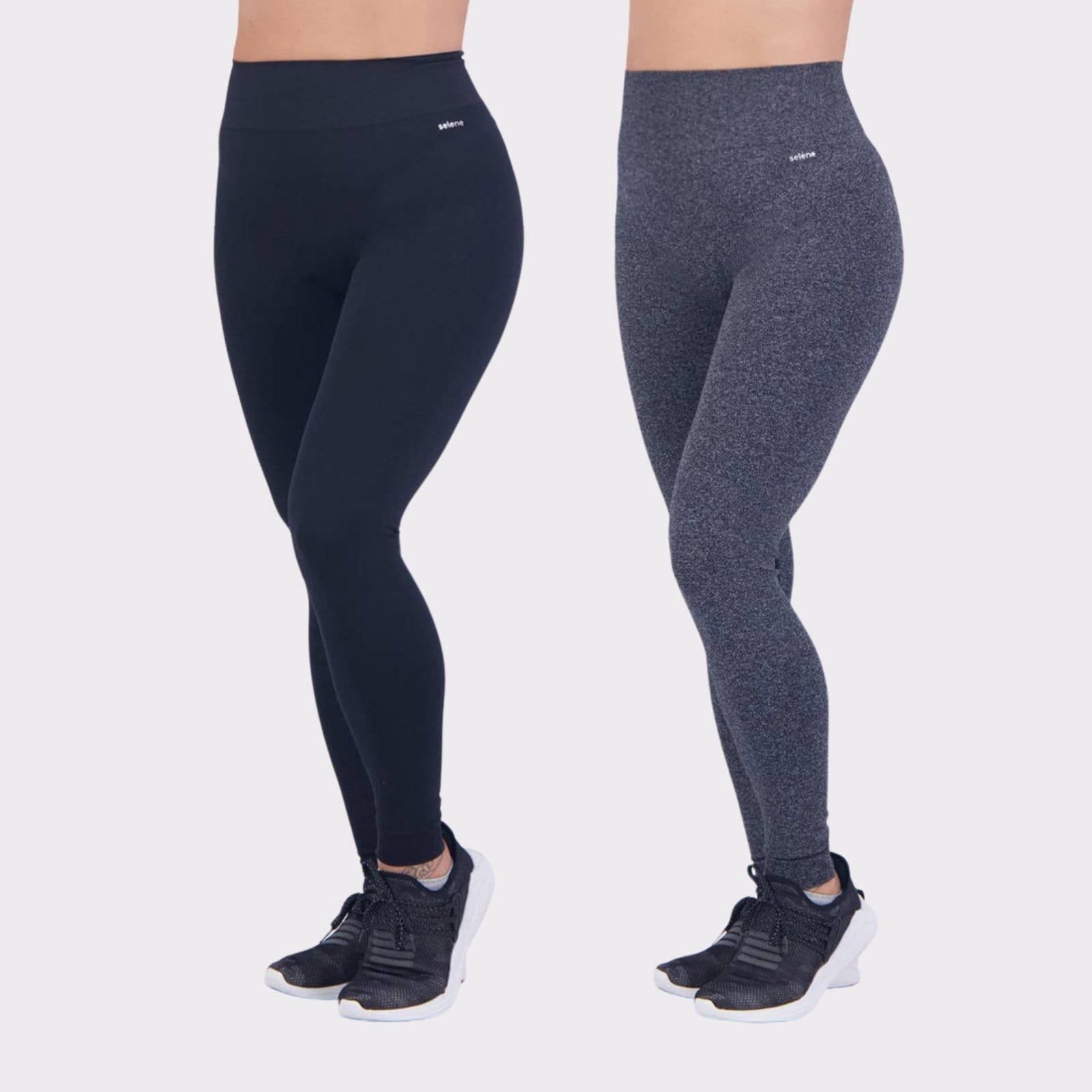 Kit 2 Calças Legging Selene Feminina Cinza Escuro e Preta