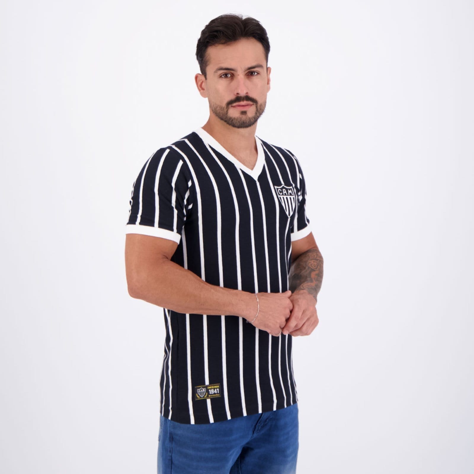 Vista 2 Camisa Atlético Mineiro Retrô 1941 Preta Retrômania preto