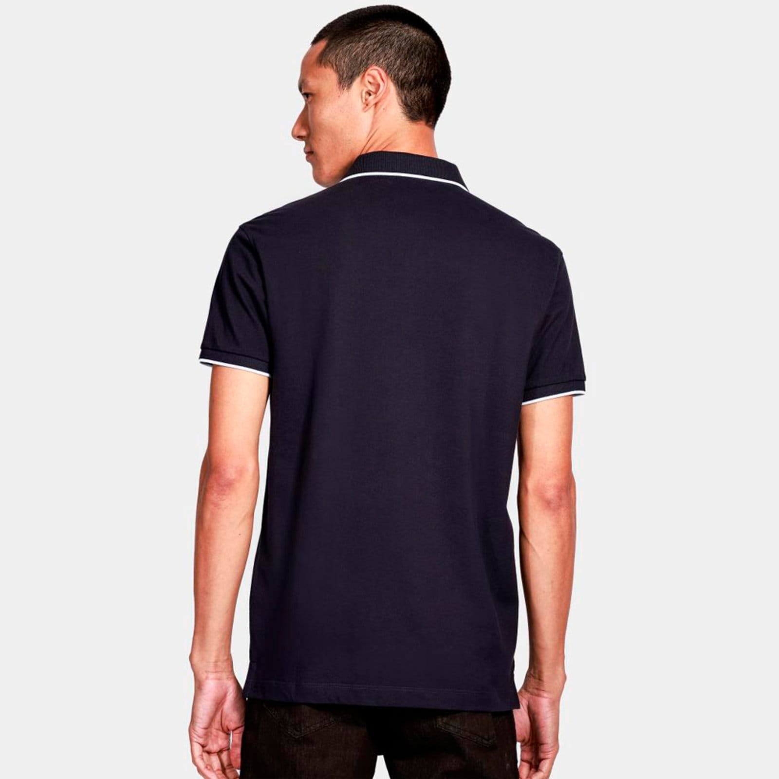 Vista 2 Camisa Polo Aramis 1 Friso Ve25 Marinho e Off Masculino Aramis azul marinho