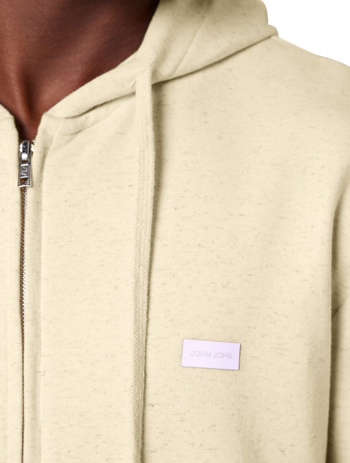 Vista 2 Moletom John John Masculino Hoodie New Tag Logo Areia Mescla John John bege/off-white