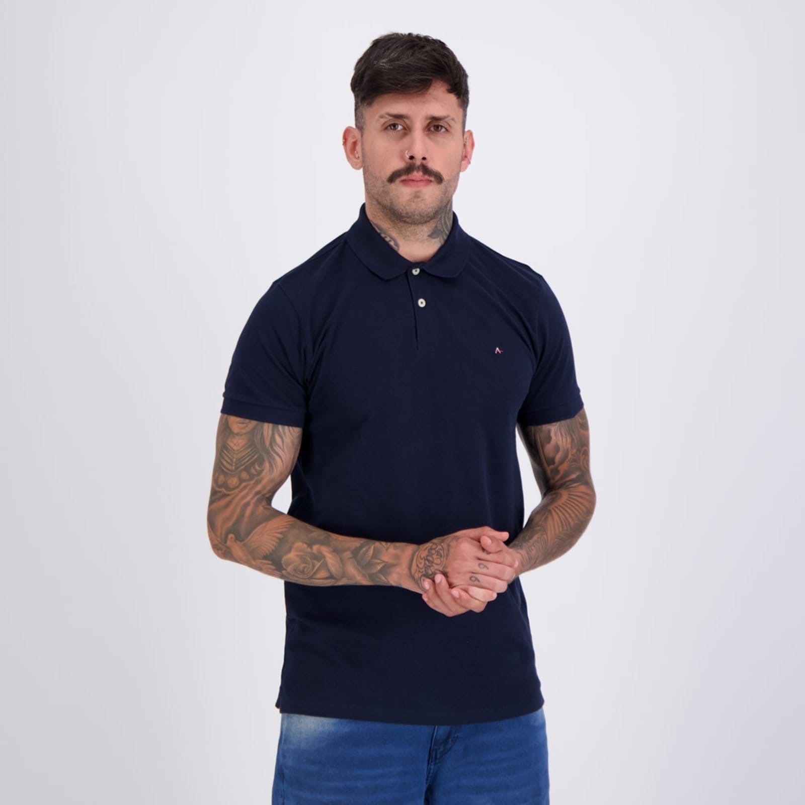 Vista 2 Polo Aramis Basica Piquet Marinho Aramis azul