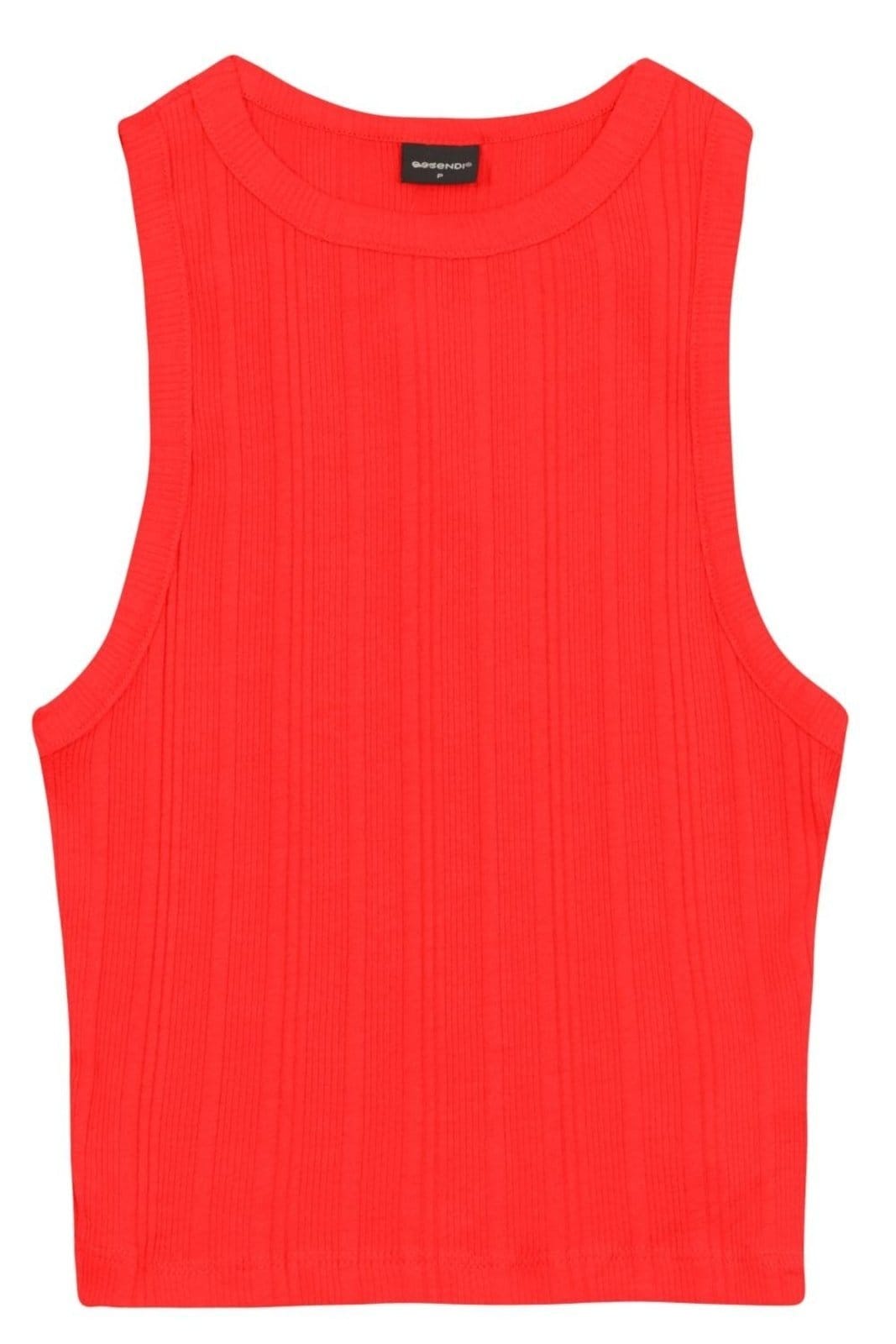 Vista 2 Blusa cropped feminina canelada Essendi médio Essendi vermelho