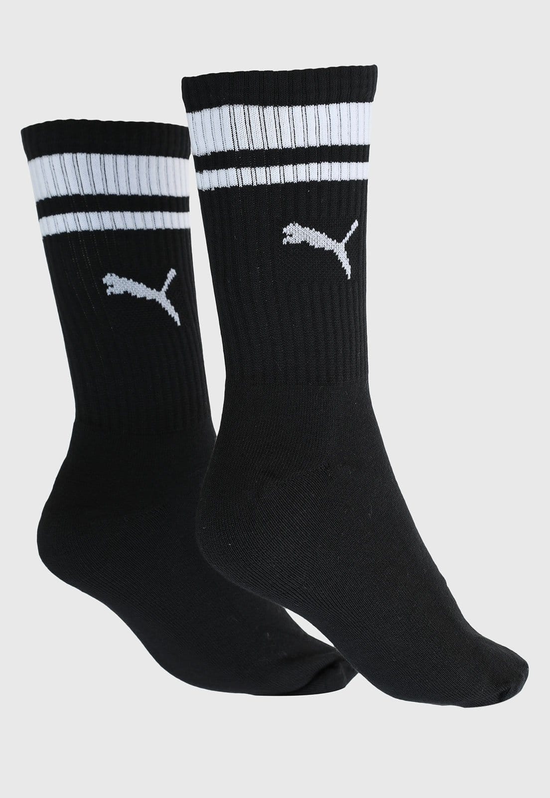 Vista 2 Meia Puma Cano Médio Listras Preta Puma listrado