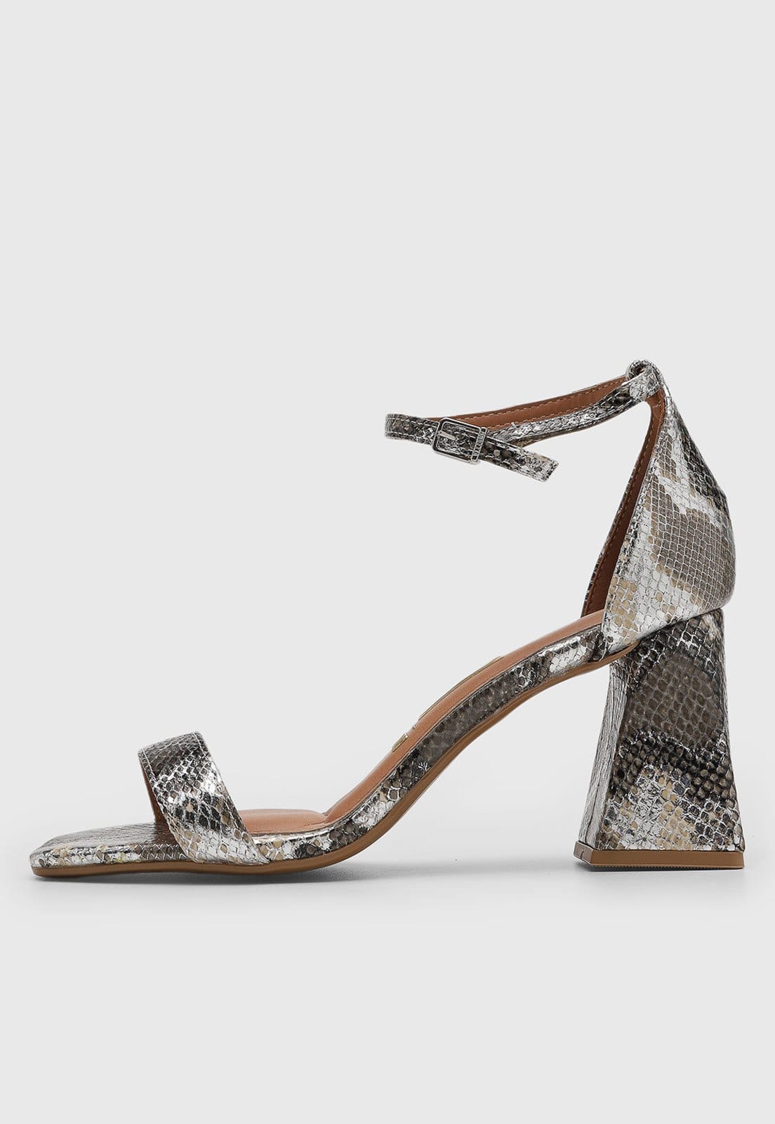 Sandália Feminina Vizzano Salto Médio Estampa Cobra