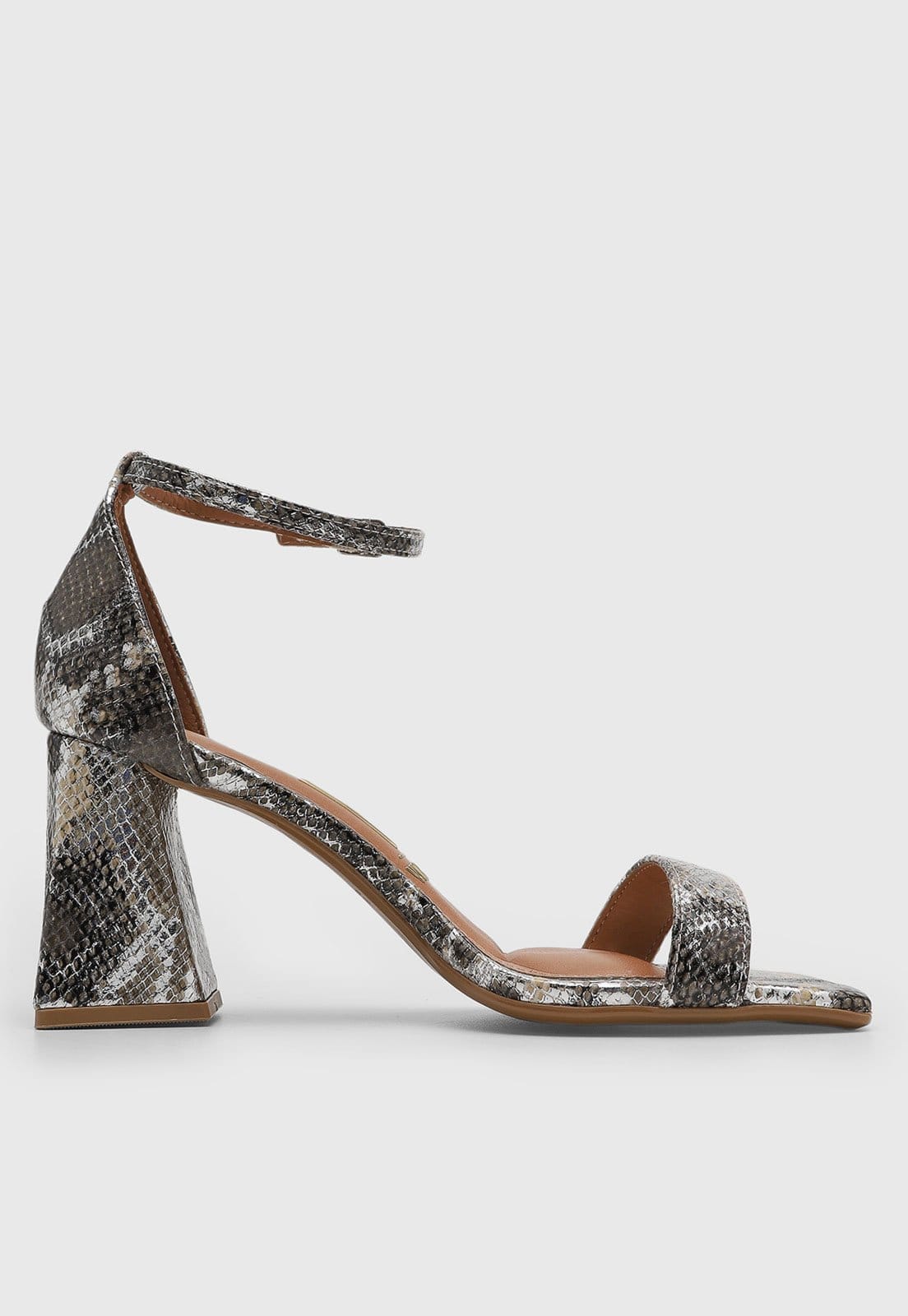 Vista 2 Sandália Feminina Vizzano Salto Médio Estampa Cobra VIZZANO prata