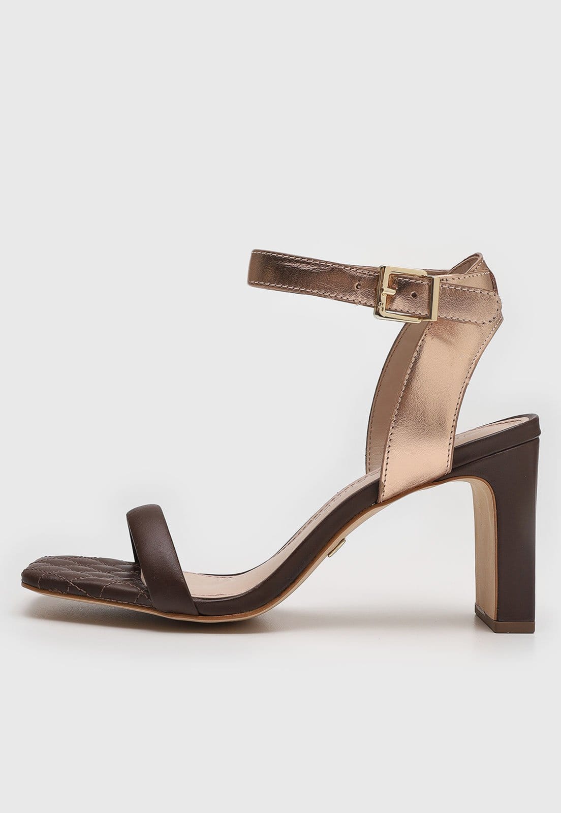 Sandália Feminina Jorge Bischoff Salto Bloco e Dourado