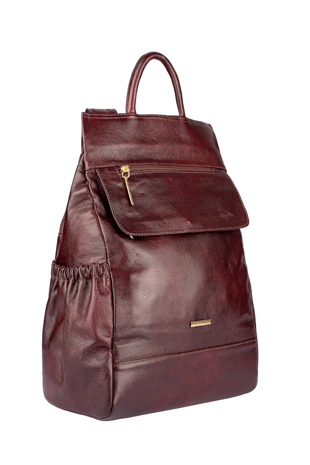 Vista 2 Mochila antifurto de couro liso Suelen - Marsala Andrea Vinci verde militar