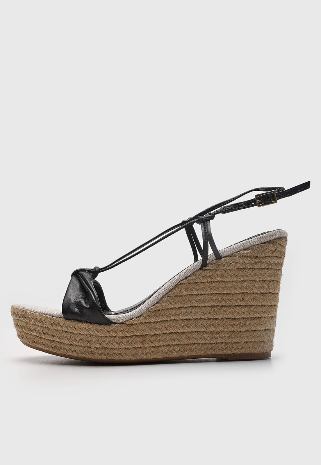 Sandália Feminina Degalls Salto Anabela Corda Preta