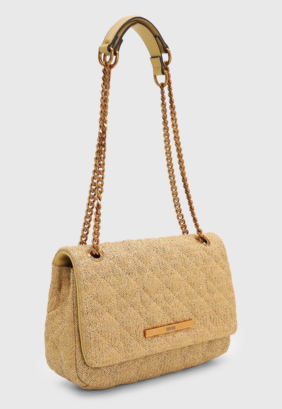 Vista 2 Bolsa Média Santa Lolla Palha Tramado Santa Lolla bege