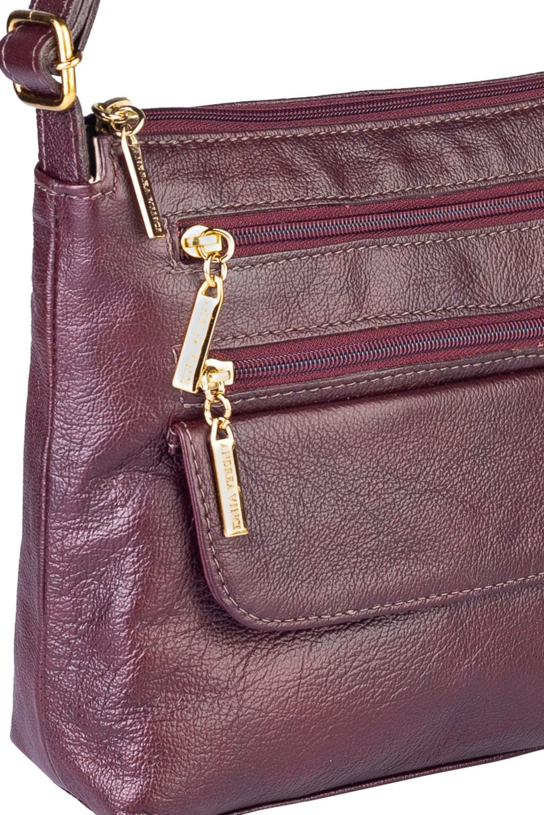 Vista 2 Bolsa transversal de couro liso Maura - Marsala Andrea Vinci verde militar