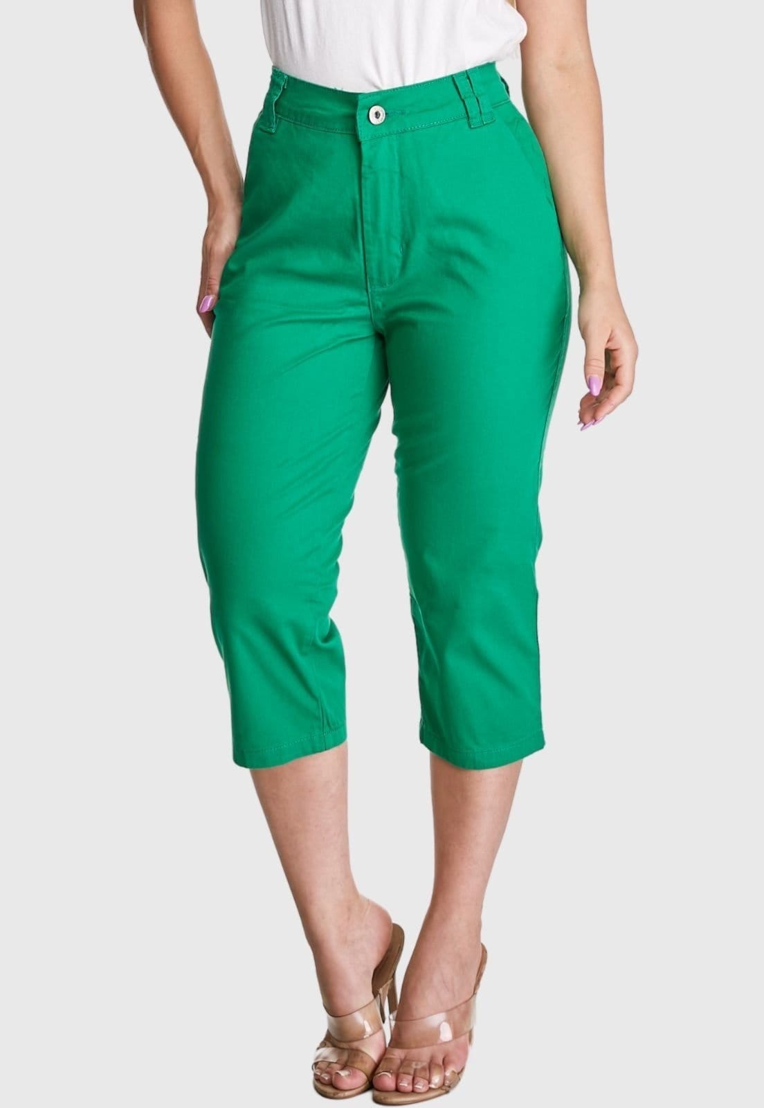 Vista principal Calça Capri HNO Jeans Sarja Cintura Alta Elastano Classic HNO Jeans verde