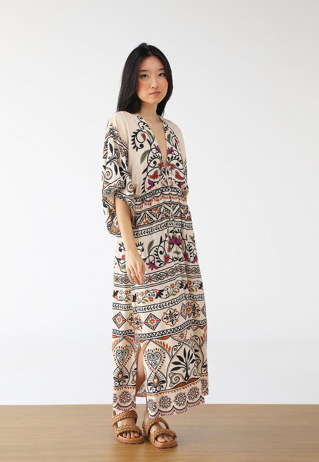 Vista principal Vestido FARM Longo Adriele FARM bege