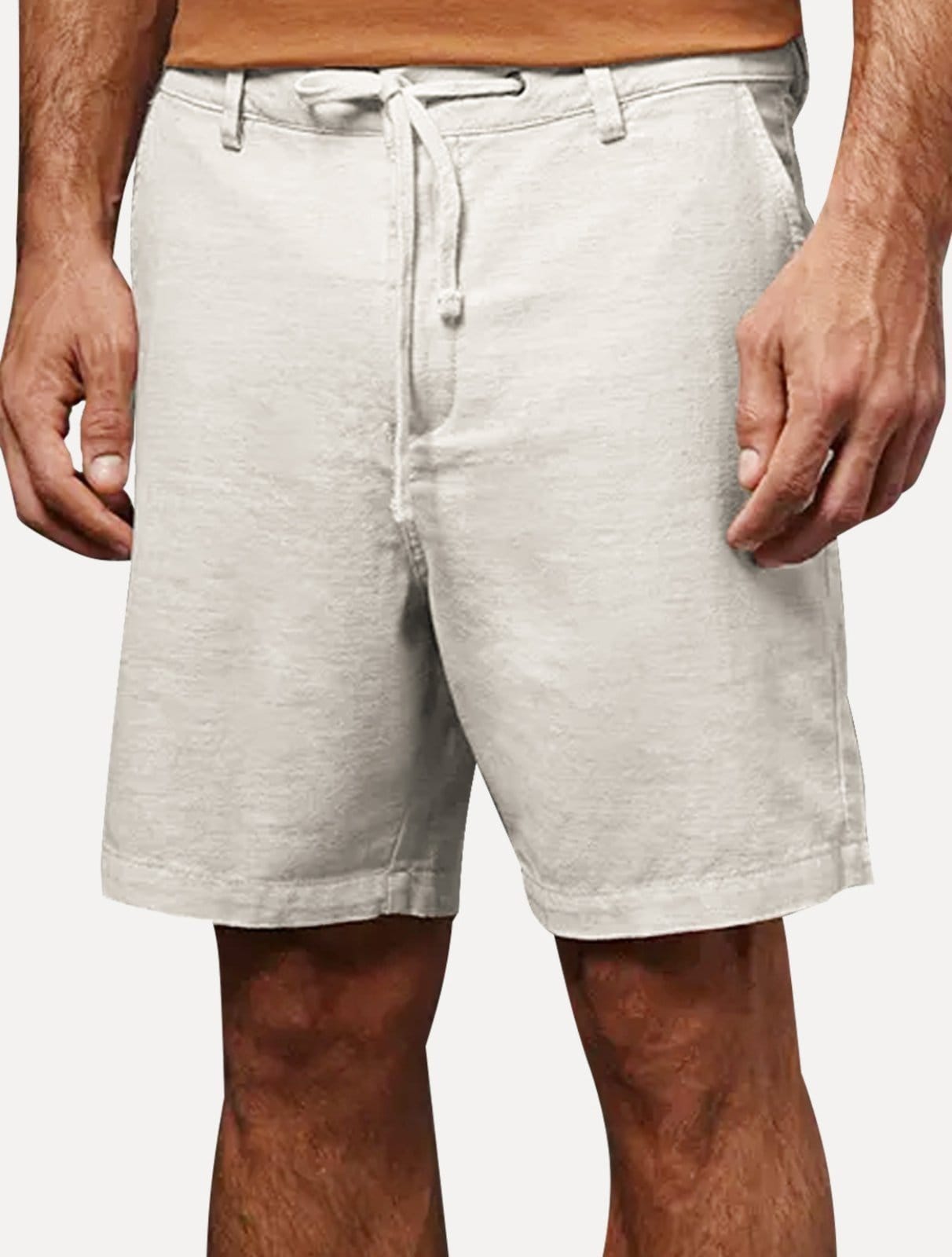 Bermuda Calvin Klein Jeans Masculina Cadarço Linen Off White