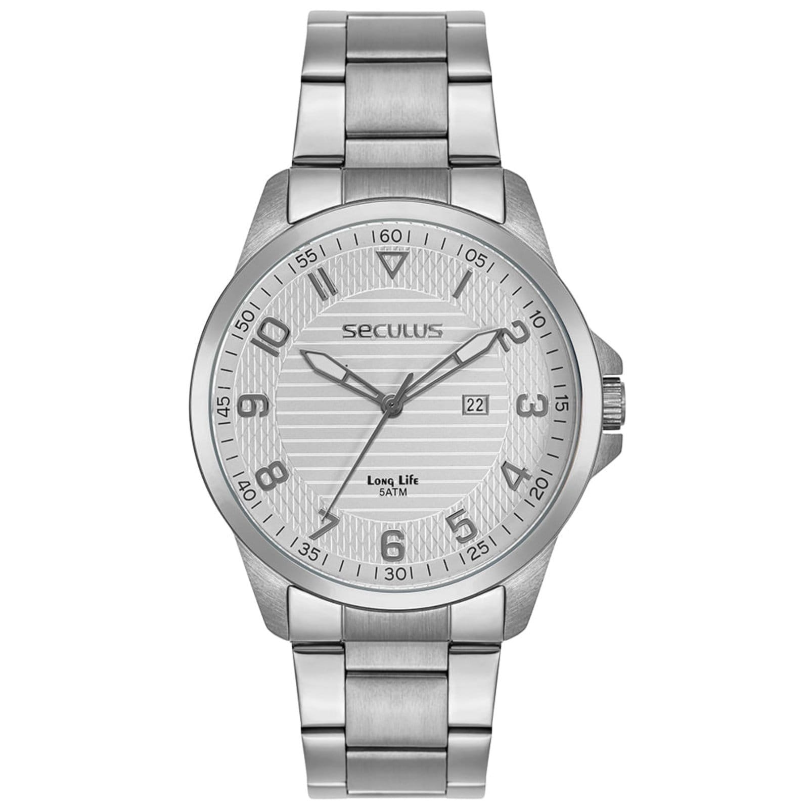 Vista principal Relógio Masculino Analógico com Calendario Seculus prata