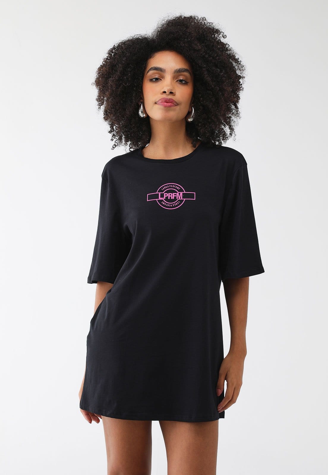 Vestido Lança Perfume Curto Oversized Logo