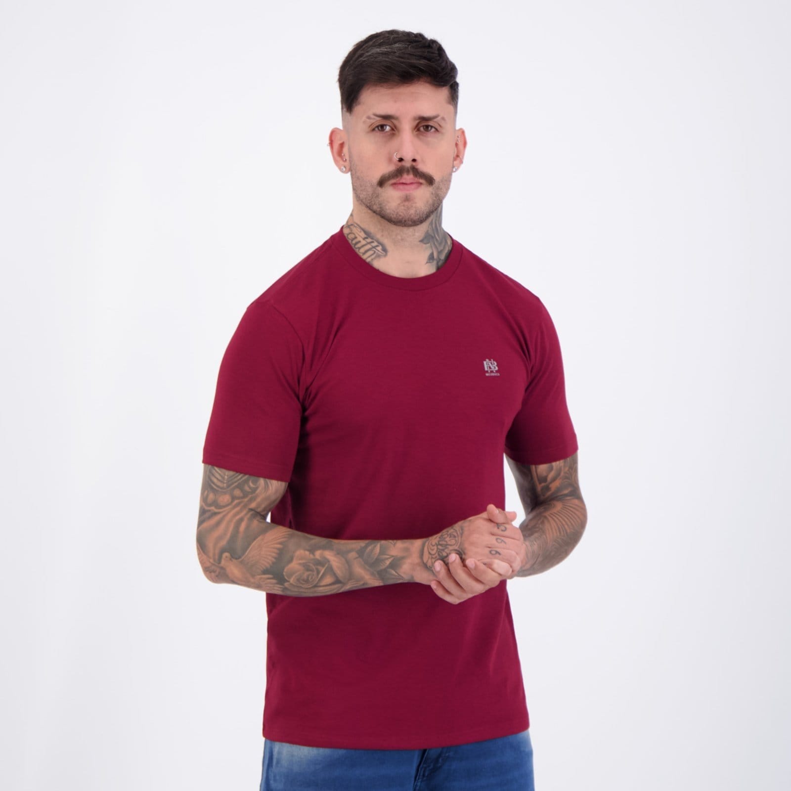 Vista 2 Camiseta Nicoboco Stretch Delos Bordô Nicoboco vermelho