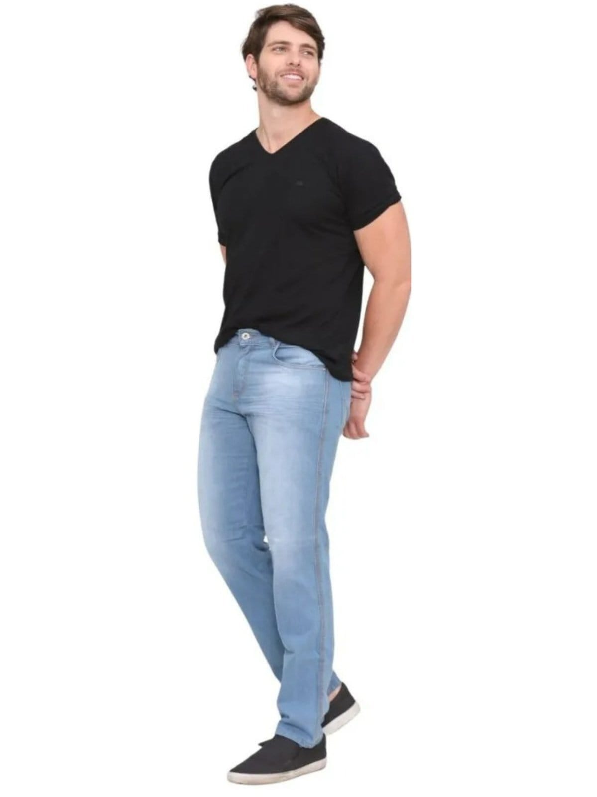 Vista 2 Calça Masculina Jeans Light Tradicional Delave JEANS LIGHT azul