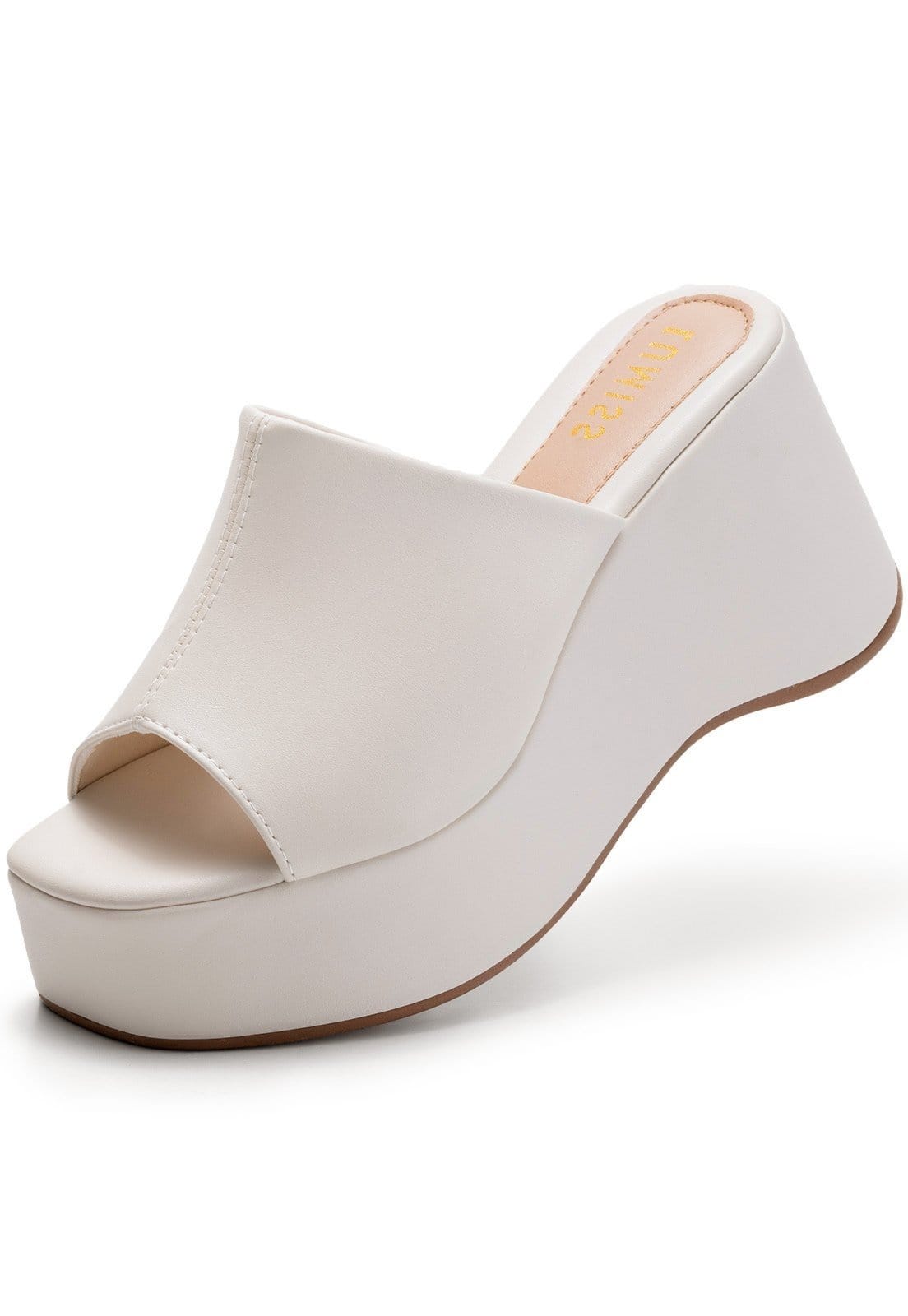 Sandália Feminina Lumiss Plataforma Tamanco Anabela Meia Pata Off White