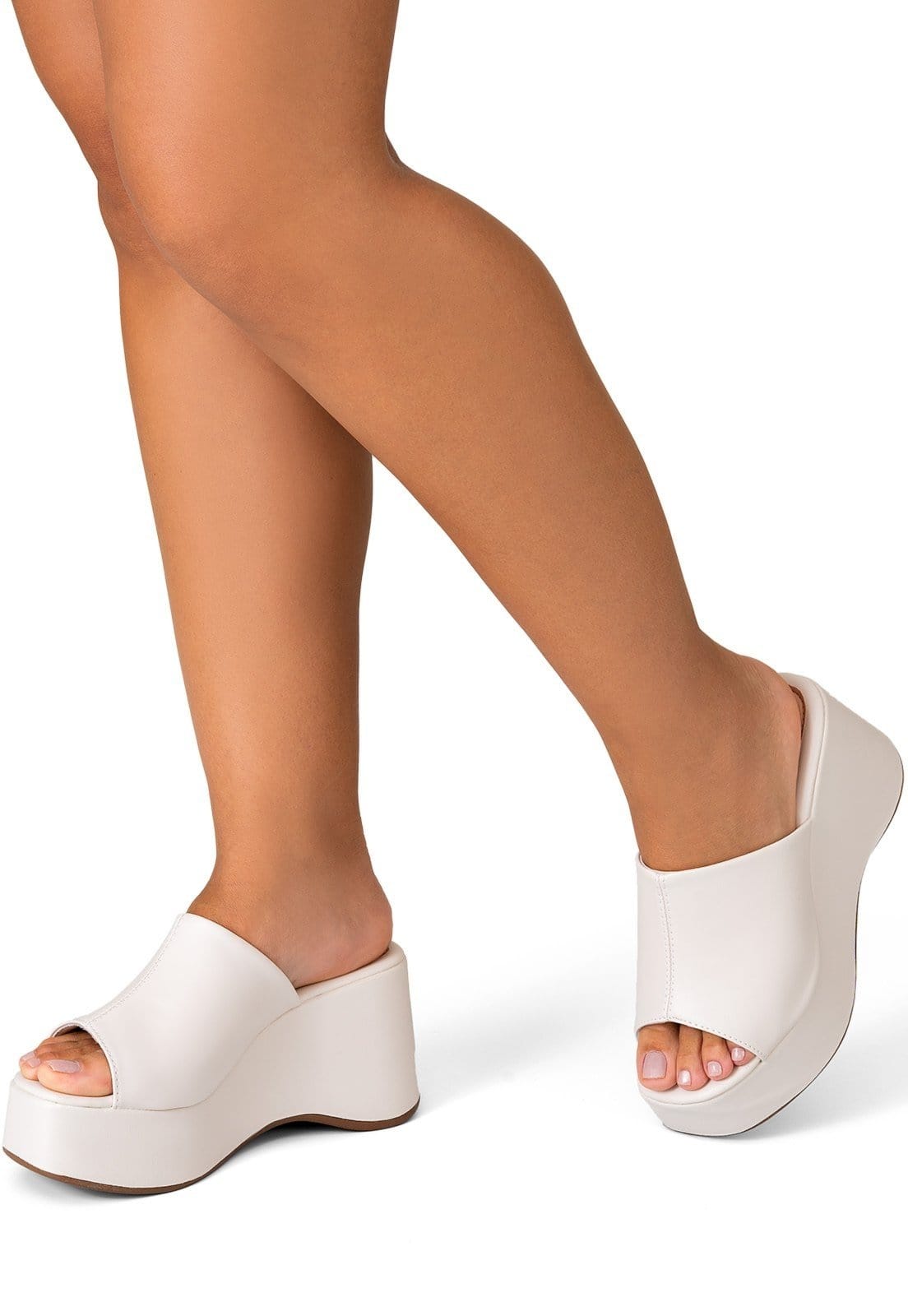 Vista 2 Sandália Feminina Lumiss Plataforma Tamanco Anabela Meia Pata Off White LUMISS off-white white