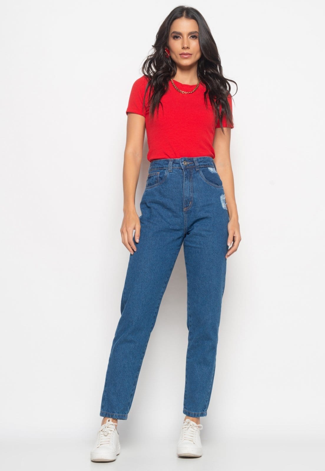 Calça Mom Jeans Escuro