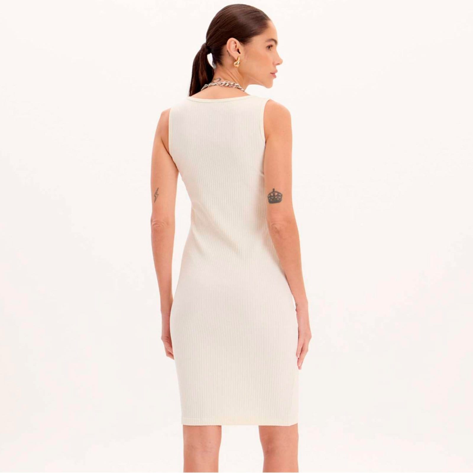 Vista 2 Vestido Curto Easy Lança Perfume Ve25 Off White Feminino Easy Lança perfume amarelo white