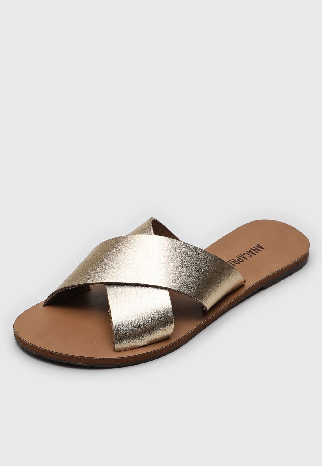 Vista 2 Rasteirinha ANACAPRI Cruzada Dourada Anacapri dourado