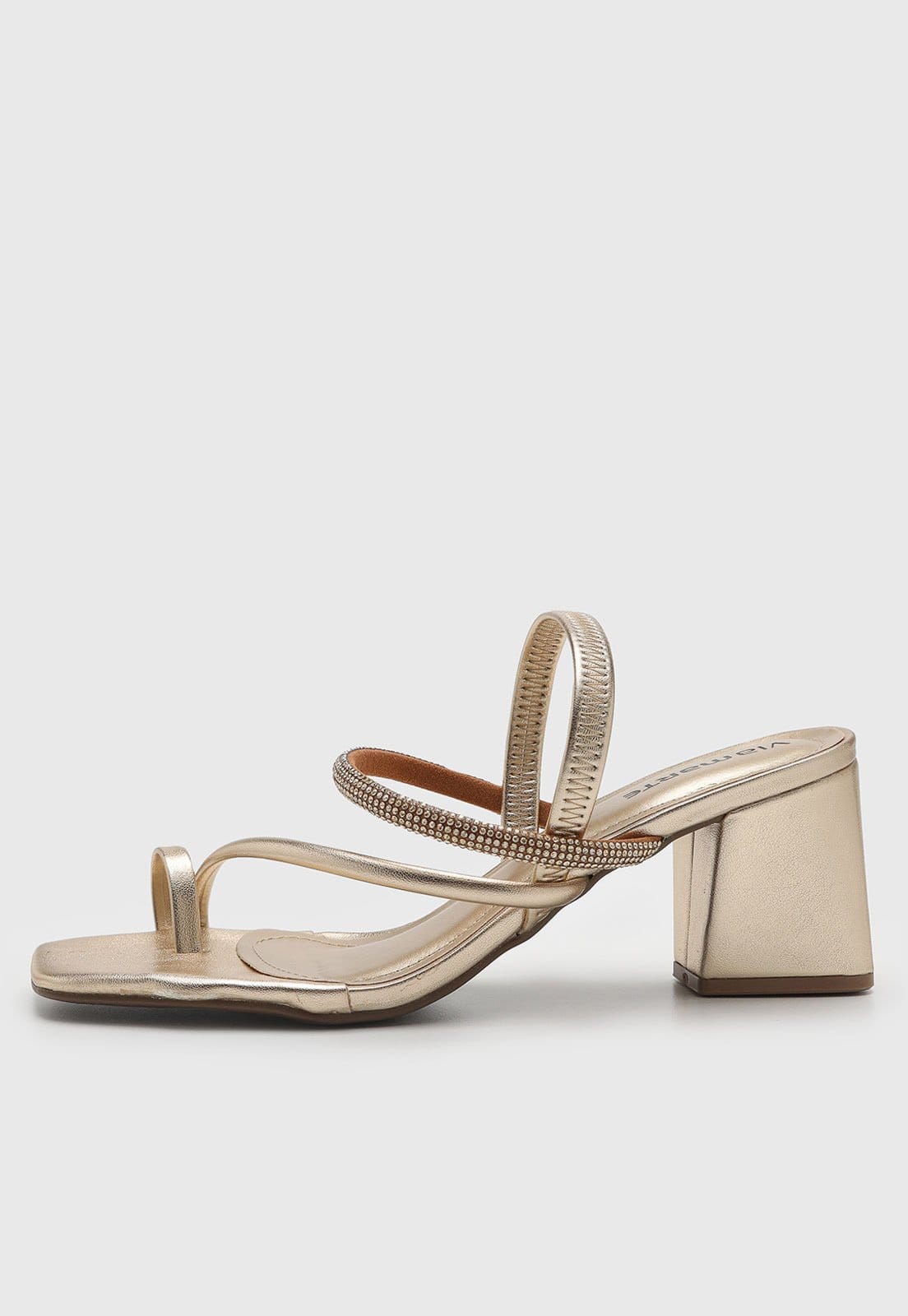 Sandália Feminina Via Marte Tiras Pedrarias Dourada