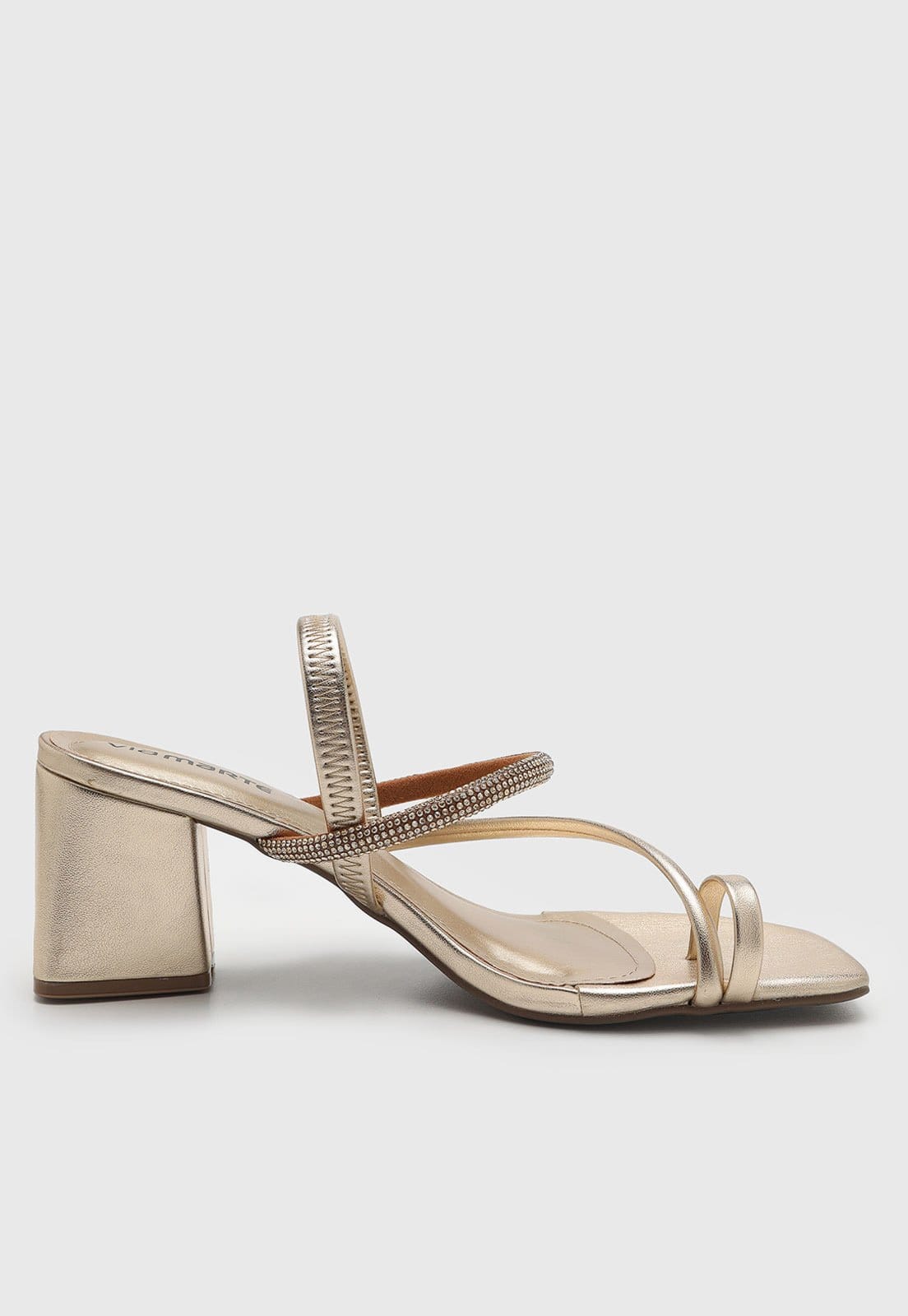 Vista 2 Sandália Feminina Via Marte Tiras Pedrarias Dourada VIA MARTE dourado