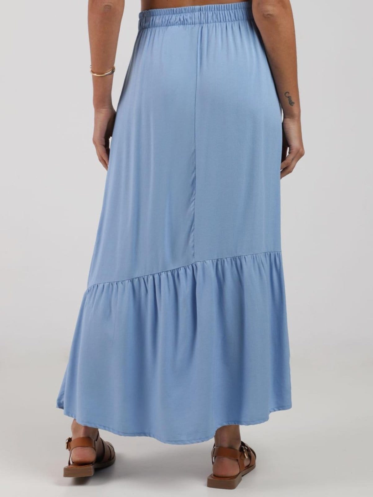 Vista 2 Saia Malha Crepe Midi Feminina CLARO Bright Girl'S azul