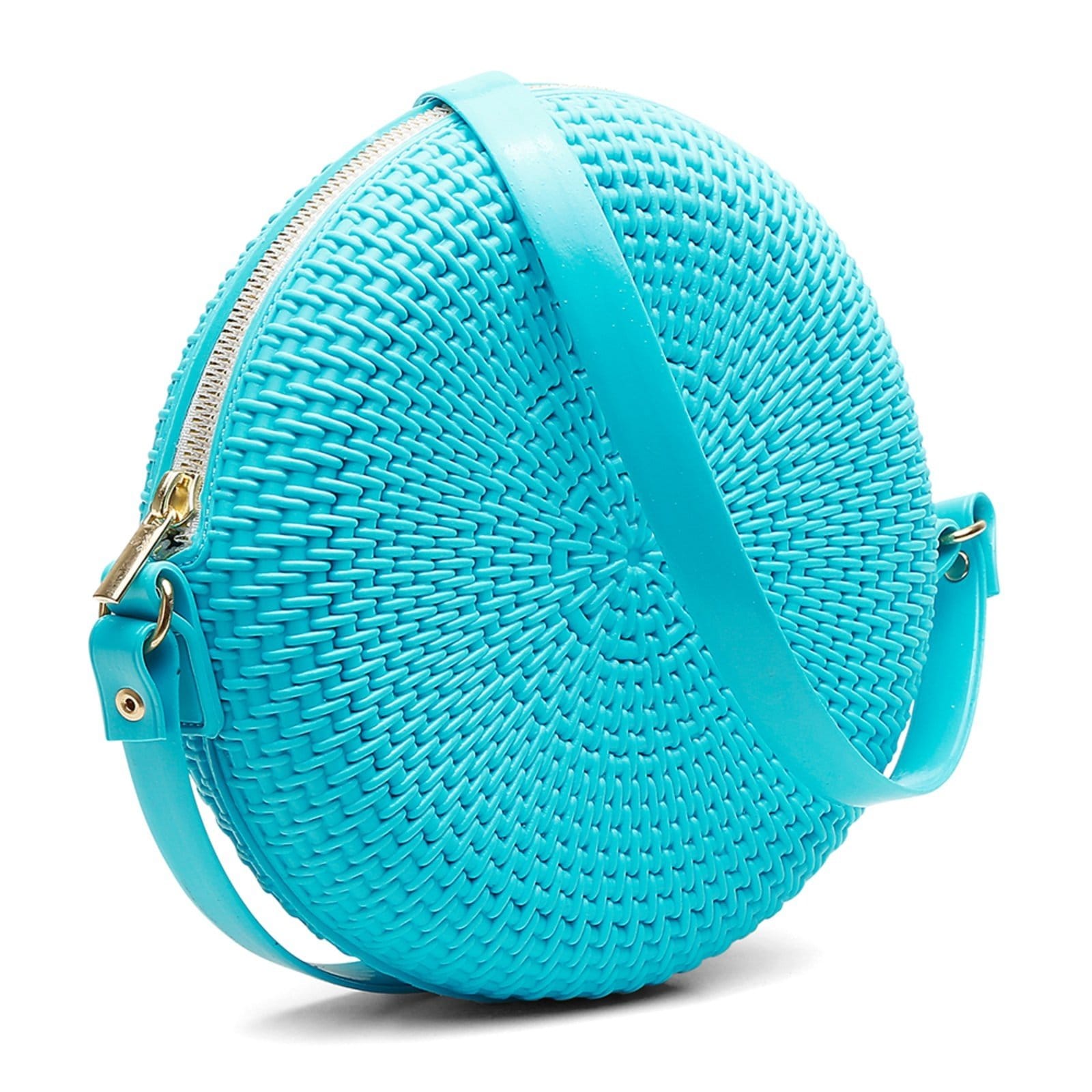 Bolsa Transversal Tiracolo Feminina Redonda Casual Pvc Turquesa