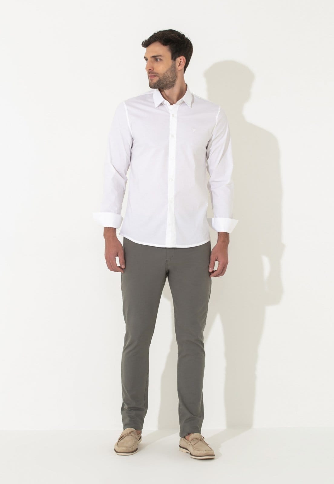 Vista 2 Calça Sarja Traymon Slim 5 Bolsos Cimento Traymon cinza