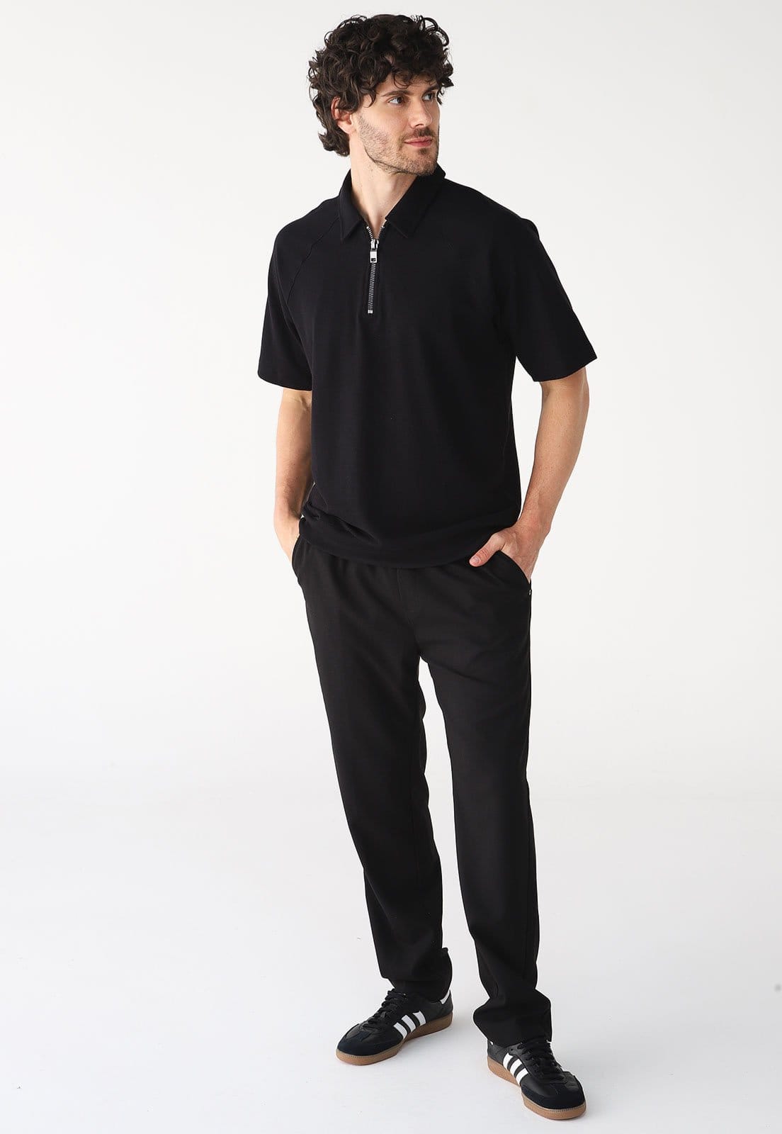 Vista 2 Camisa Polo Colcci Reta Zíper Preta Colcci preto