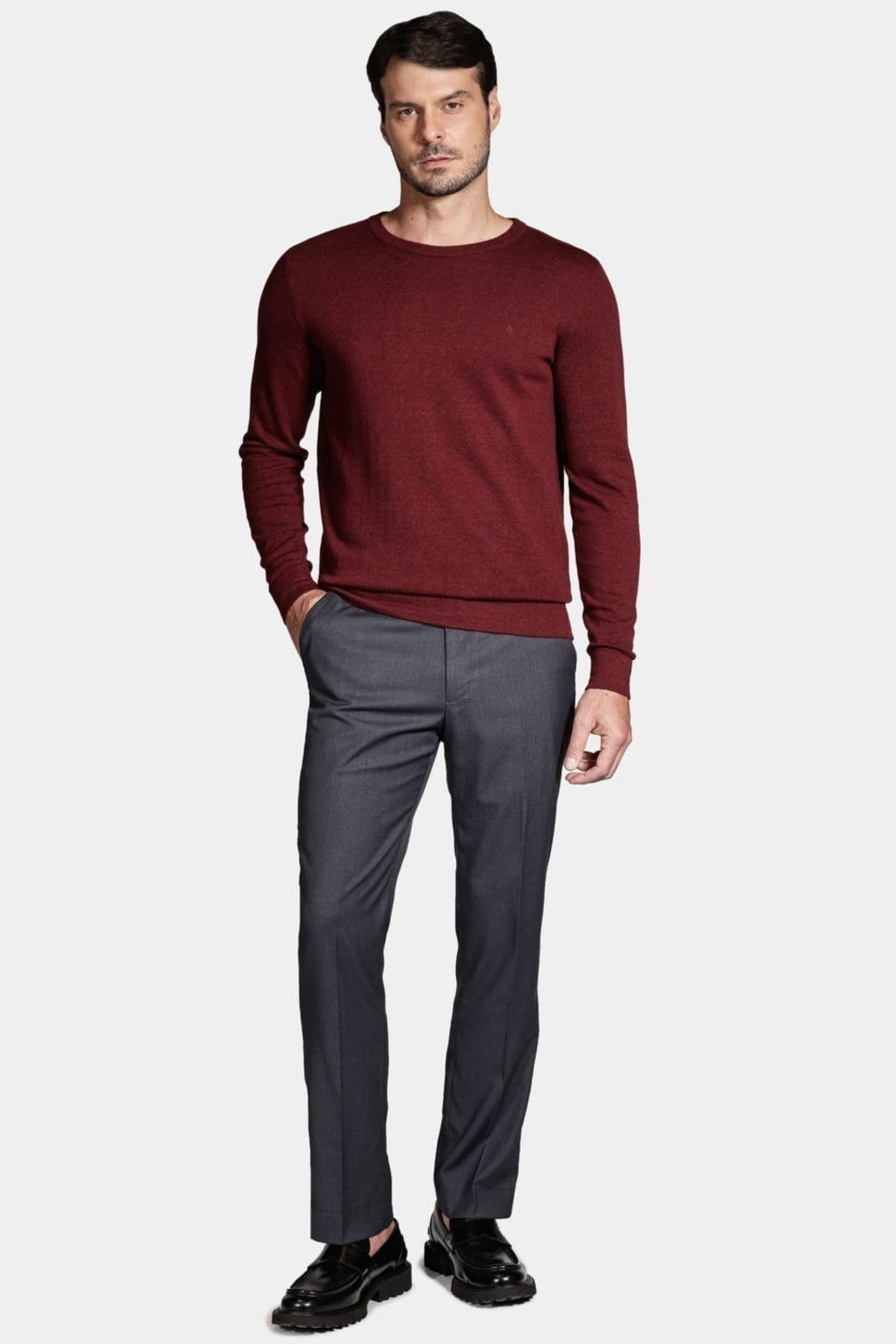 Tricot Aramis Manga Longa em Gola Careca Bordeaux - 2