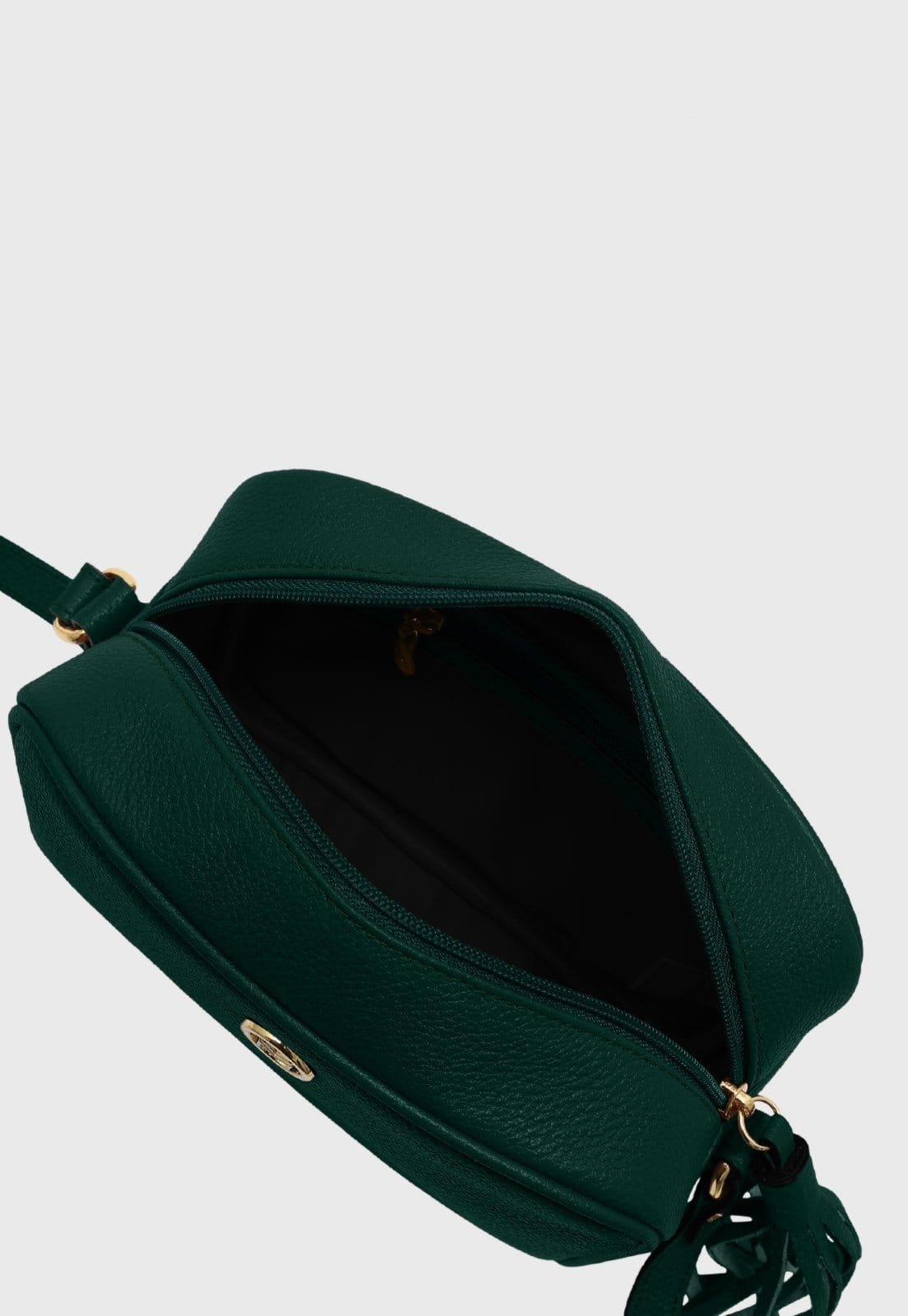 Vista 2 Bolsa Transversal de Couro Mariart Titânio Amazônia Mariart verde