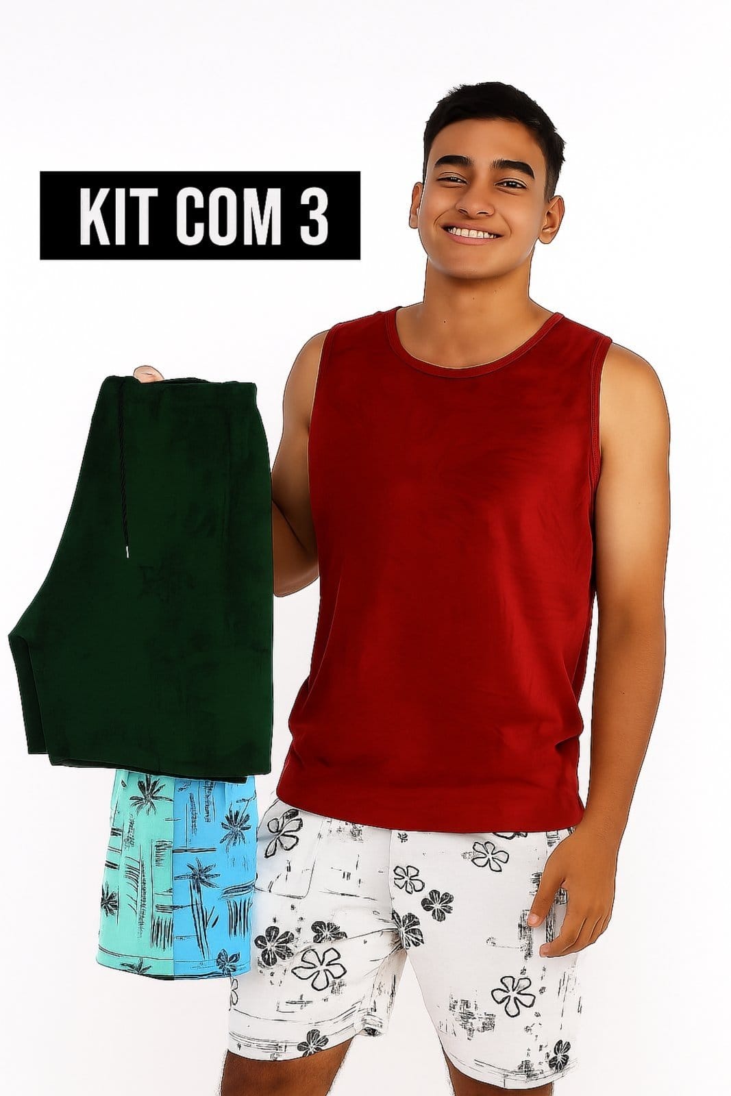 Kit Com 3 Bermudas Tactel D Bell Outlet Fashion Sport Masculina Estampadas