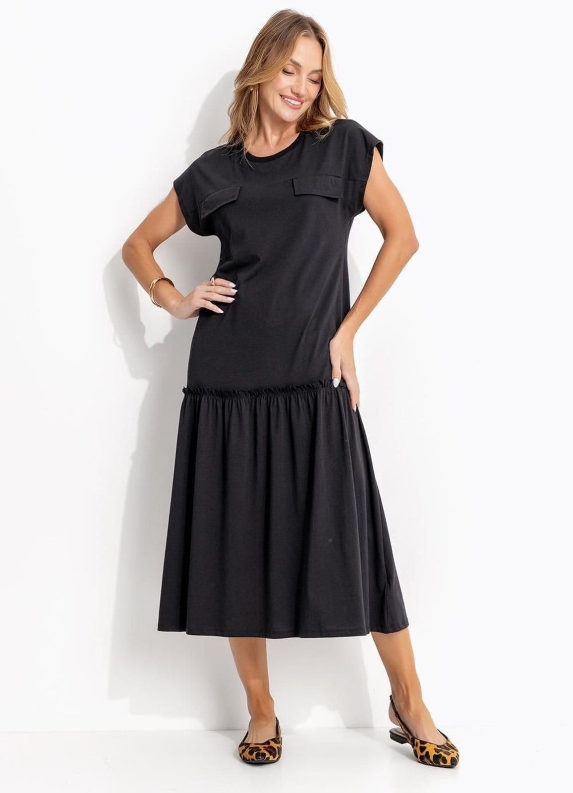 Vestido Em Malha De Algodão Penteado