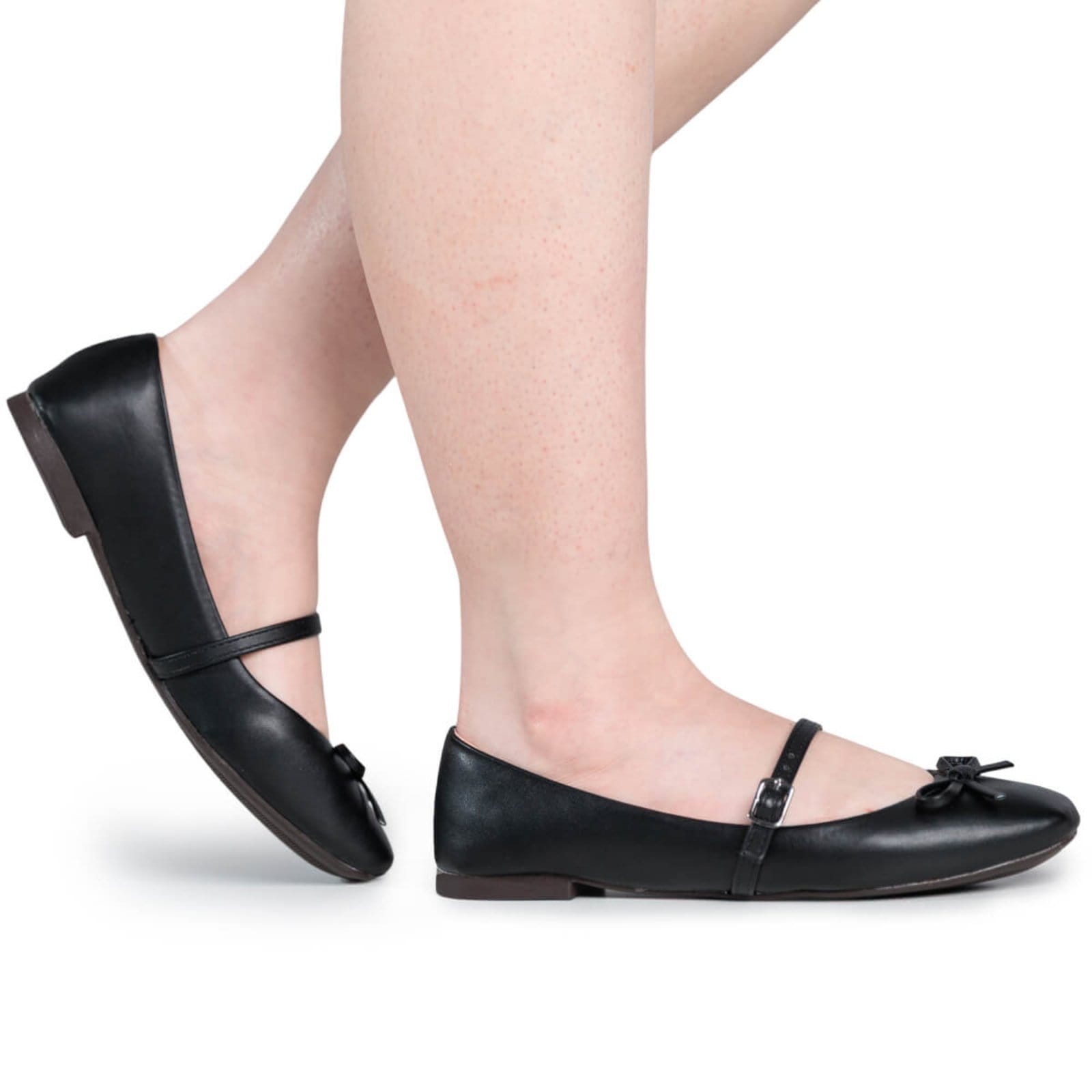 Vista 2 Sapatilha Feminina Bailarina Flat Bico Quadrado Confortável Via Angel 9301 VIA ANGEL preto