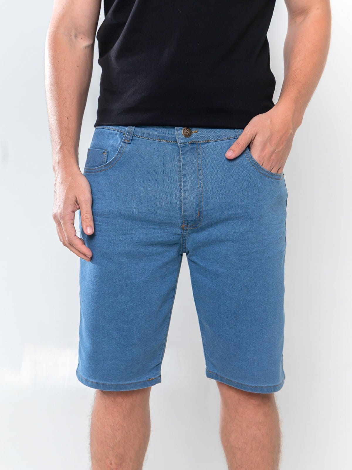 Bermuda Jeans Masculina Tempo Hábil Delave Básica e Confortável