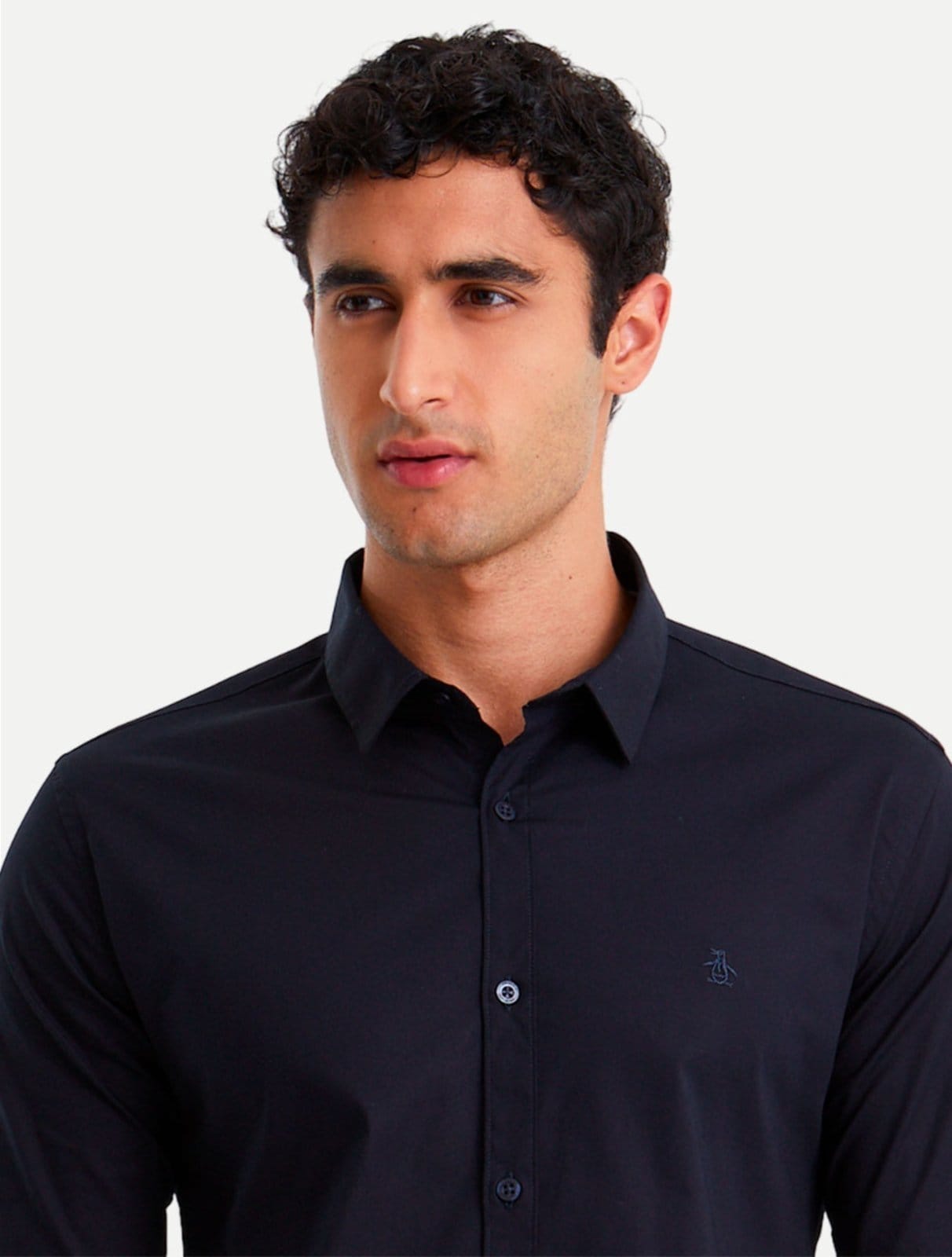 Vista 2 Camisa Original Penguin Social ML Slim BPWF0024 Marinho Penguin azul