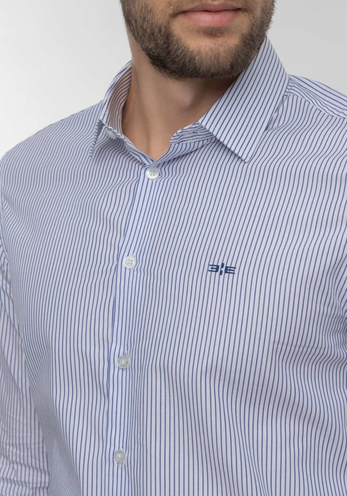 Camisa Listrada De Mangas Longas Em Algodão Mercerizado - 2