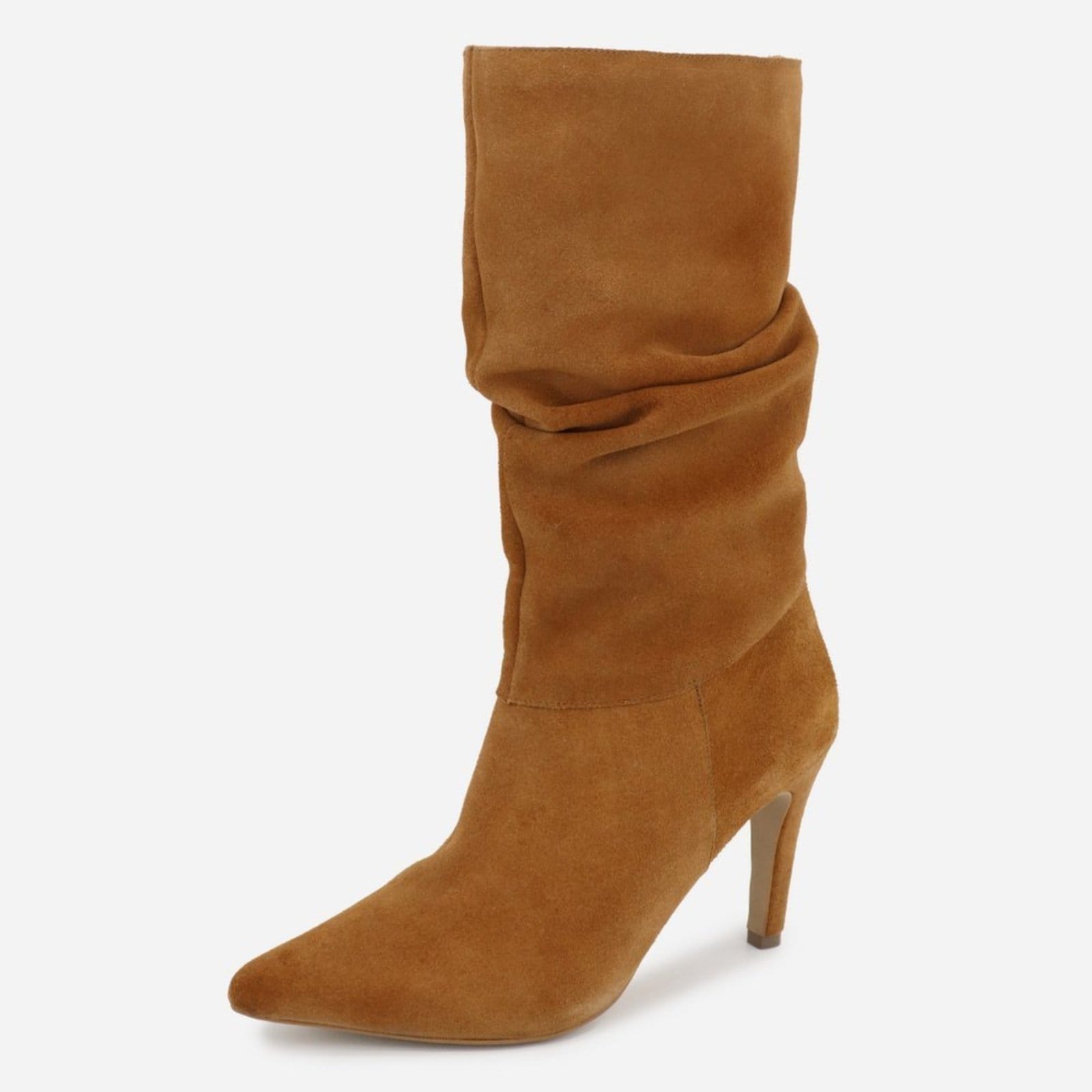 Vista principal Bota Maria Paua Store Feminina Couro Cano Longo Salto Fino Elegante Moderna MARIA PAULA amarelo