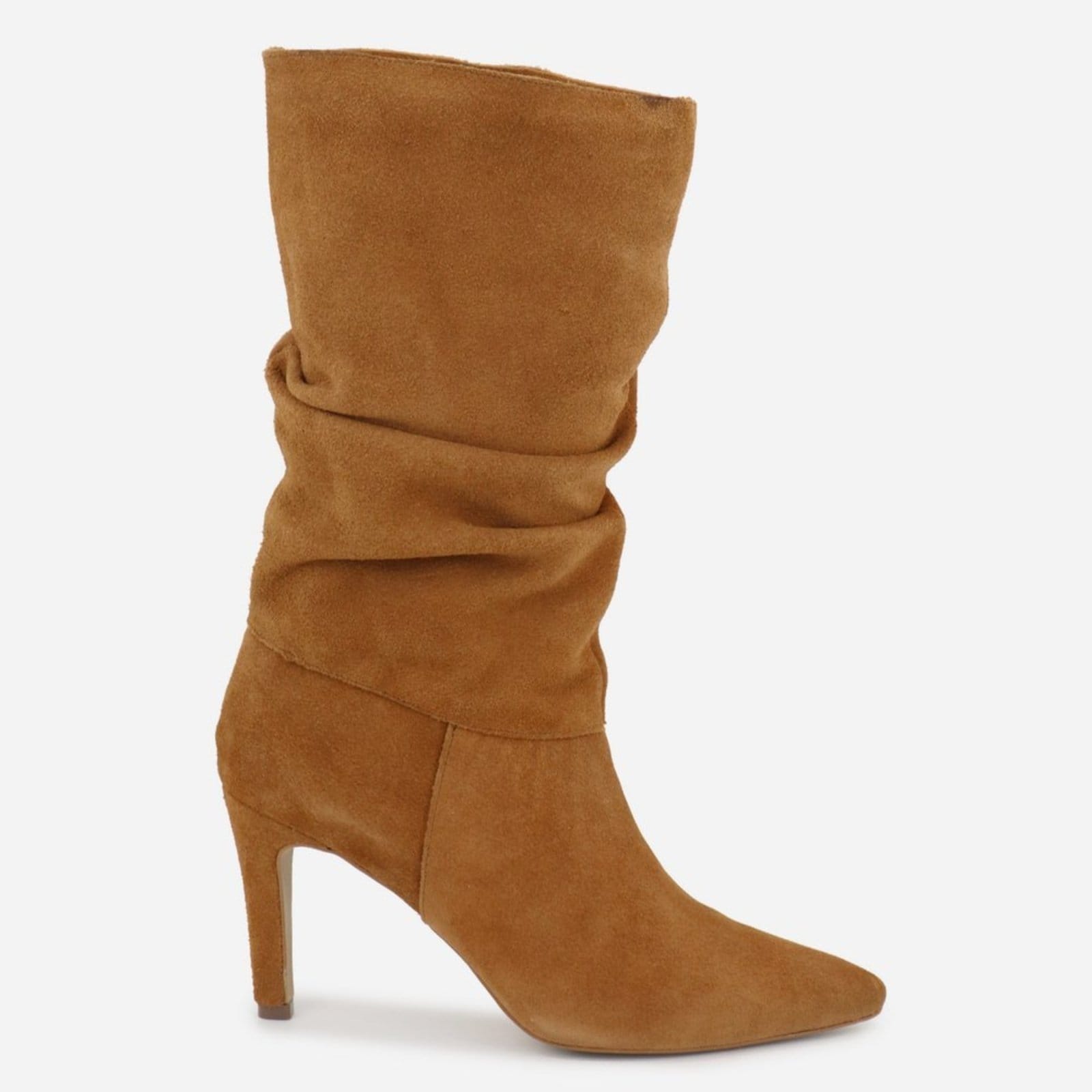 Vista 2 Bota Maria Paua Store Feminina Couro Cano Longo Salto Fino Elegante Moderna MARIA PAULA amarelo