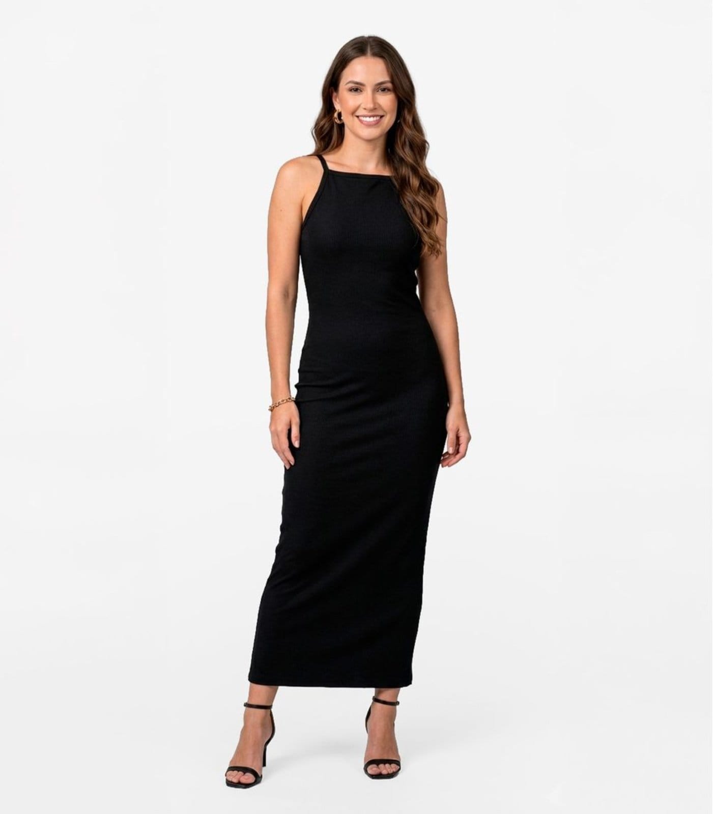 Vista principal Vestido Feminino Em Ribana Infinita Cor INFINITA COR preto