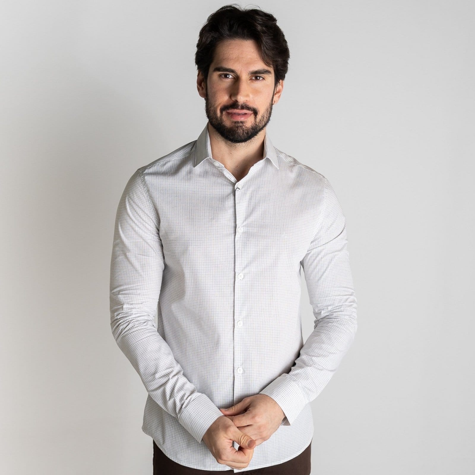 Vista principal Camisa Calvin Klein Micro Xadrez Branca Calvin Klein branco