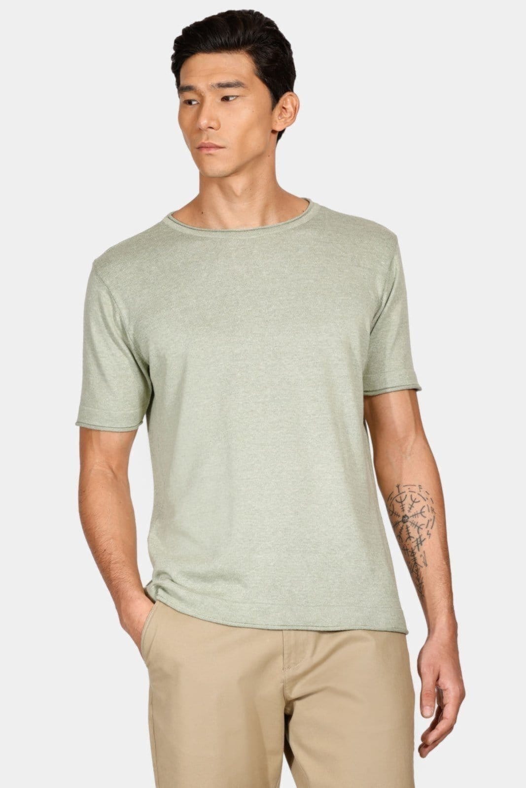 Tricot Aramis Manga Curta New Blend Claro