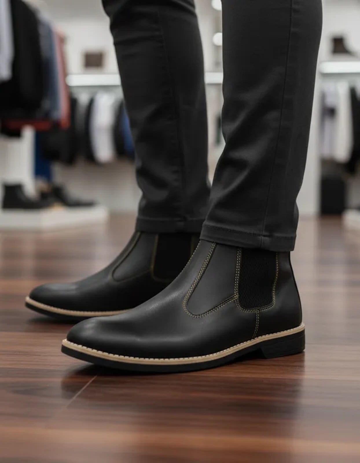 Vista 2 Botina Bota Masculina Chelsea Casual Confortavel Preta Bia Ramos preto